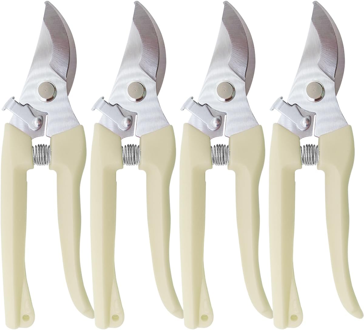 Pruning Shears for Gardening, 4 Pack Garden Scissors for Cutting Fresh Flowers, Floral Clippers for Plants, Fruits (Yellow)