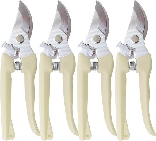 Pruning Shears for Gardening, 4 Pack Garden Scissors for Cutting Fresh Flowers, Floral Clippers for Plants, Fruits (Yellow)