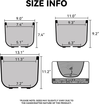 Kante Round Concrete Planter, 13.2 Inch Dia Classic Style Large Plant Pot with Drainage Hole for Indoor & Outdoor Plants, Ideal for Home, Patio, Garden, White