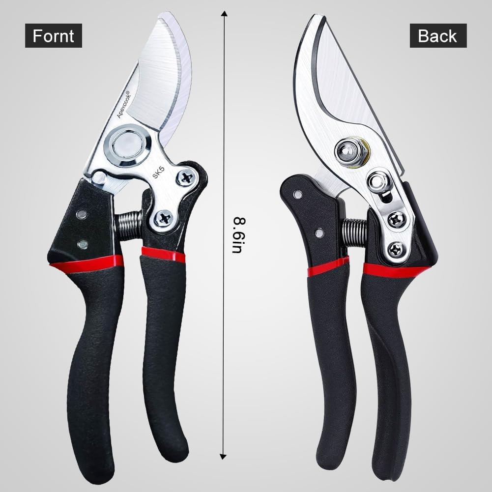 Garden Shears, Handheld Pruning Shears for Heavy Duty, Ergonomic Gardening Tools for Pruning Branches, Plants, Shrubs and Vines, Professional Sharp Garden Scissors (Classic Garden Shears)