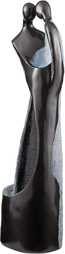 Modern Couple 47" High Large Indoor Outdoor Decor Black Resin Floor Fountain with Light LED Tall Standing Water Feature for Outside Garden Patio Yard Backyard Porch Deck Relaxation - John Timberland