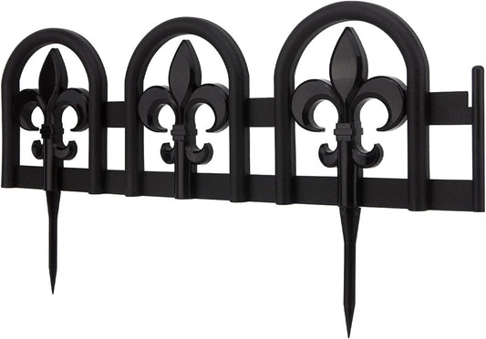 Evelyne Black Garden Border Plastic Edging: Wrought Iron Design - 27pcs Black Yard Landscaping Fence Liner Lawn Edge Barrier - 35ft Kit of Decorative Lawn Landscape Panels Elements