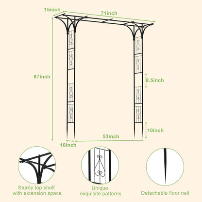OUSHENG 7FT Garden Arch Arbor, Steel Frame Stand Trellis for Climbing Plants, Outdoor Archway Gate for Wedding Ceremony Decoration Party Vines Lawn Courtyard Patio Backyard