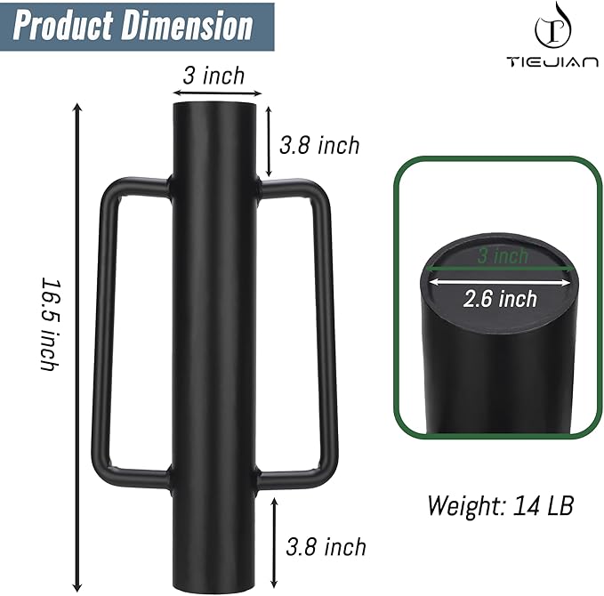 Fence Post Driver T Post Pounder with Handle 14 LB, Heavy Duty Hand Post Rammer for Wooden Posts/U-Channels/Fence Posts, 16 Inch Post Hole Digger (Black)