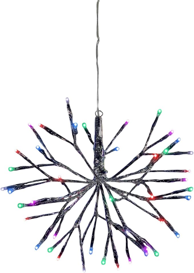 Alpine Corporation 10"H Indoor Christmas Snowflake Ornament with Multi-Colored LED Lights, Silver , Christmas Decoration