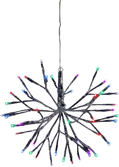 Alpine Corporation 10"H Indoor Christmas Snowflake Ornament with Multi-Colored LED Lights, Silver , Christmas Decoration