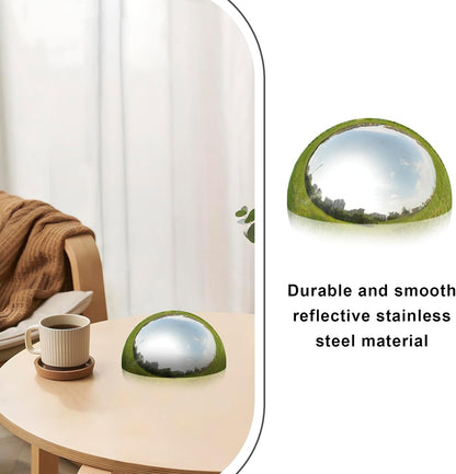 Nerien 8 Inch Gazing Ball, Stainless Steel Garden Mirror Globe, Polished Ornament Sphere, Hollow Floating Reflective Hemisphere for Home Outdoor Pond Housewarming Swimming Pool Decoration, Silver