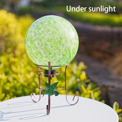 Stargarden Gazing Ball, 10 Inch Decorative Gazing Globe with Metal Ball Stand, Green Glass Balls, Indoor Outdoor Ornaments Gifts for Mom, Women
