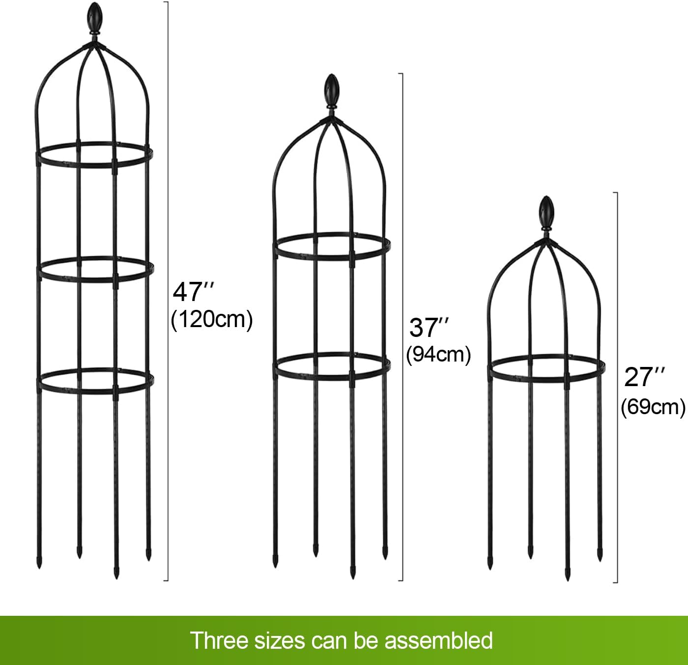 Tower Obelisk Garden Trellis for Climbing Plant,48inch Rustproof Fiberglass Potted Plant Support for Indoor Outdoor Vegetable Fruits Climbing Vines Flowers Stands Comes with 20 Ties (1 Pack)