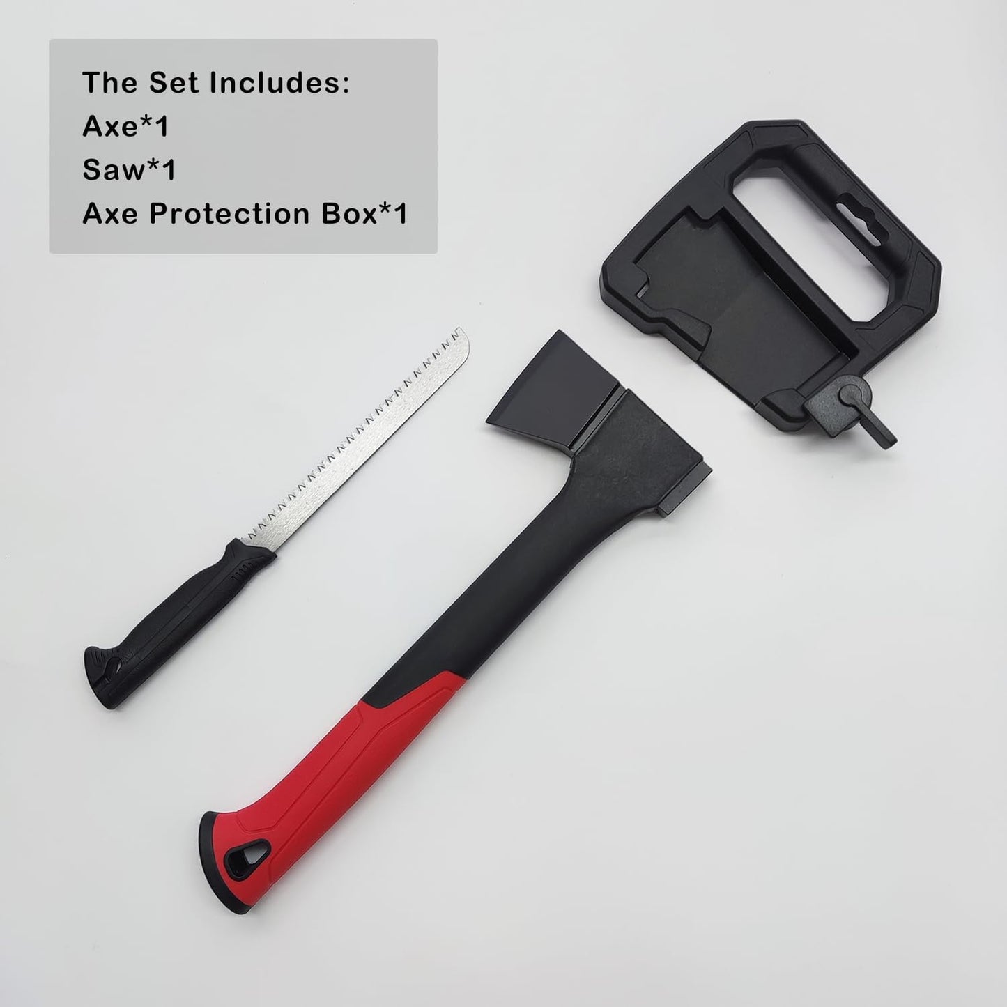 14" Axe with Saw Knife and Protective Box for Outdoor Use, Camping, Hiking, Garden