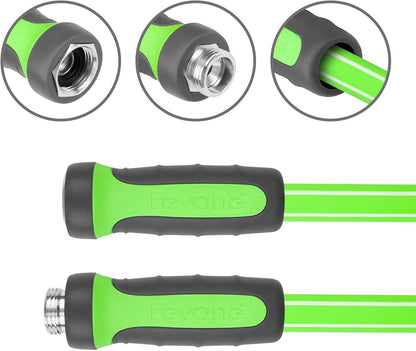 Fevone 55 ft x 5/8" Heavy Duty Garden Hose, Drinking Water Safe, Flexible & Kink-Free Hybrid Polymer Water Hose, Lightweight Outdoor Hose with swivel handles and 3/4" Solid Aluminum Fittings