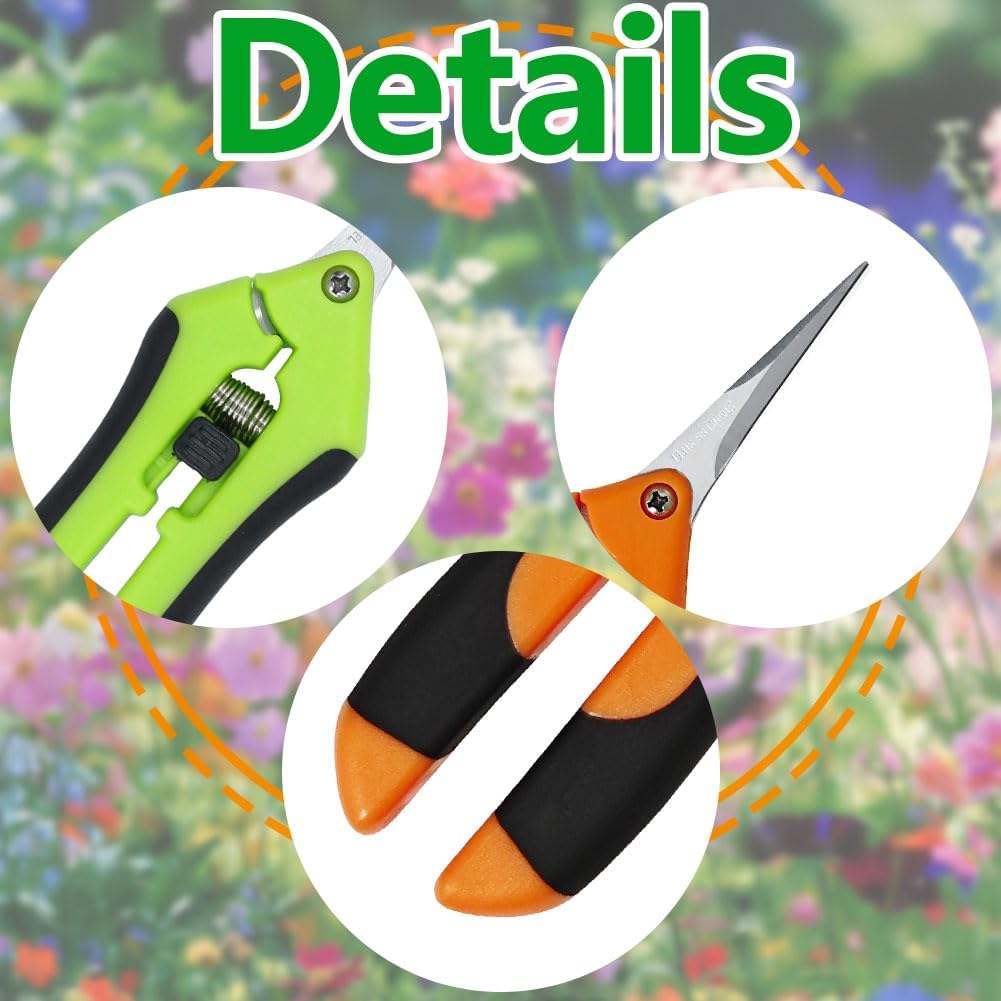 HAISHANG 2Pack Pruning Shears, 6.5 Inch Garden Shears, Gardening Scissors with Straight Stainless Steel Precision Blades for Trimming Plant, Herb, Flower, Hedge, Rose, Bonsai