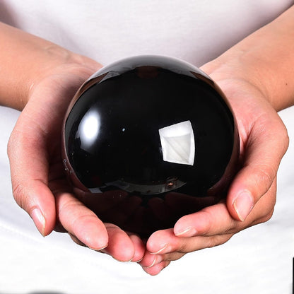 Black Obsidian Crystal Ball with Stand Large Healing Crystals Sphere for Meditation, Divination, Witchcraft 90-100mm/3.5-3.9"
