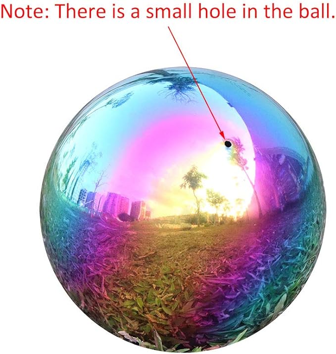 USHome Rainbow Home Garden Gazing Globe Mirror Balls, Polished Stainless Steel Shiny Sphere, Ideal As a Housewarming Gift (10 Inch)