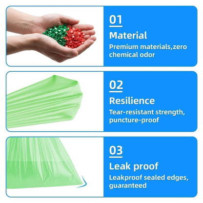 OKKEAI 2.6 Gallon Bathroom Drawstring Trash Bags, 60 Count Small Green Garbage Bags, Heavy Duty Tear-Resistant & Leak-Proof Wastebasket Liners for Kitchen, Bathroom, Office