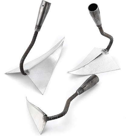 3 PCS Hoe Garden Tool Set, Triangle Gardening Hoes with Sharp Blade, Hand Plow Hoes for Digging, Backyard Weeding, Loosing Soil