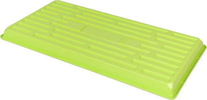 SUNPACK 10" x 20" Heavy Duty Shallow Plastic Seed Starting Tray, Lime Green, 1" (Pack of 10) - No Drainage Holes, Perfect for Greenhouses or Indoor Gardening