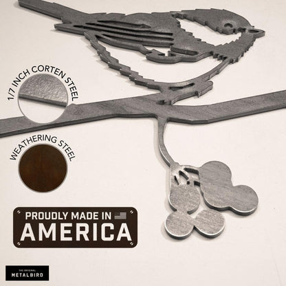 METALBIRD - Chickadee - Outdoor Tree Ornaments in Corten Steel - Metal Art Proudly Made in America