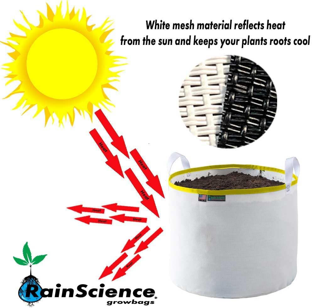 Grow Bag 15 Gallon, Planting Pots - Colorful Plant Grow Bags Pots Gardening Vegetable - Air Pruning Mesh Fabric Plant Container - (White/Yellow)