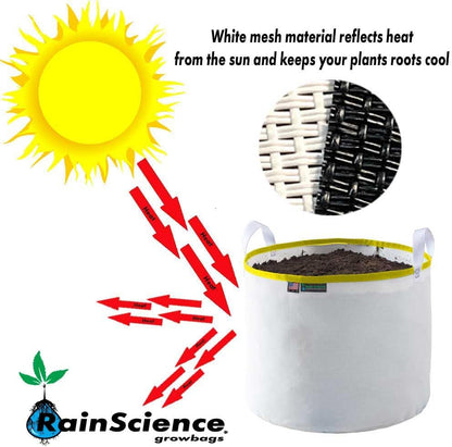 Grow Bag 15 Gallon, Planting Pots - Colorful Plant Grow Bags Pots Gardening Vegetable - Air Pruning Mesh Fabric Plant Container - (White/Yellow)