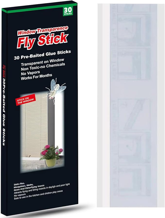 Mosqueda Window Fly Trap Indoor 30 Pack Sticky Fly Traps for Indoors, Fly Catchers for Inside Home, Waterproof & No Harm Adhesive Sticky Paper Trap for Mosquitos Bugs Housefy Fruit Fly Flying Gnats