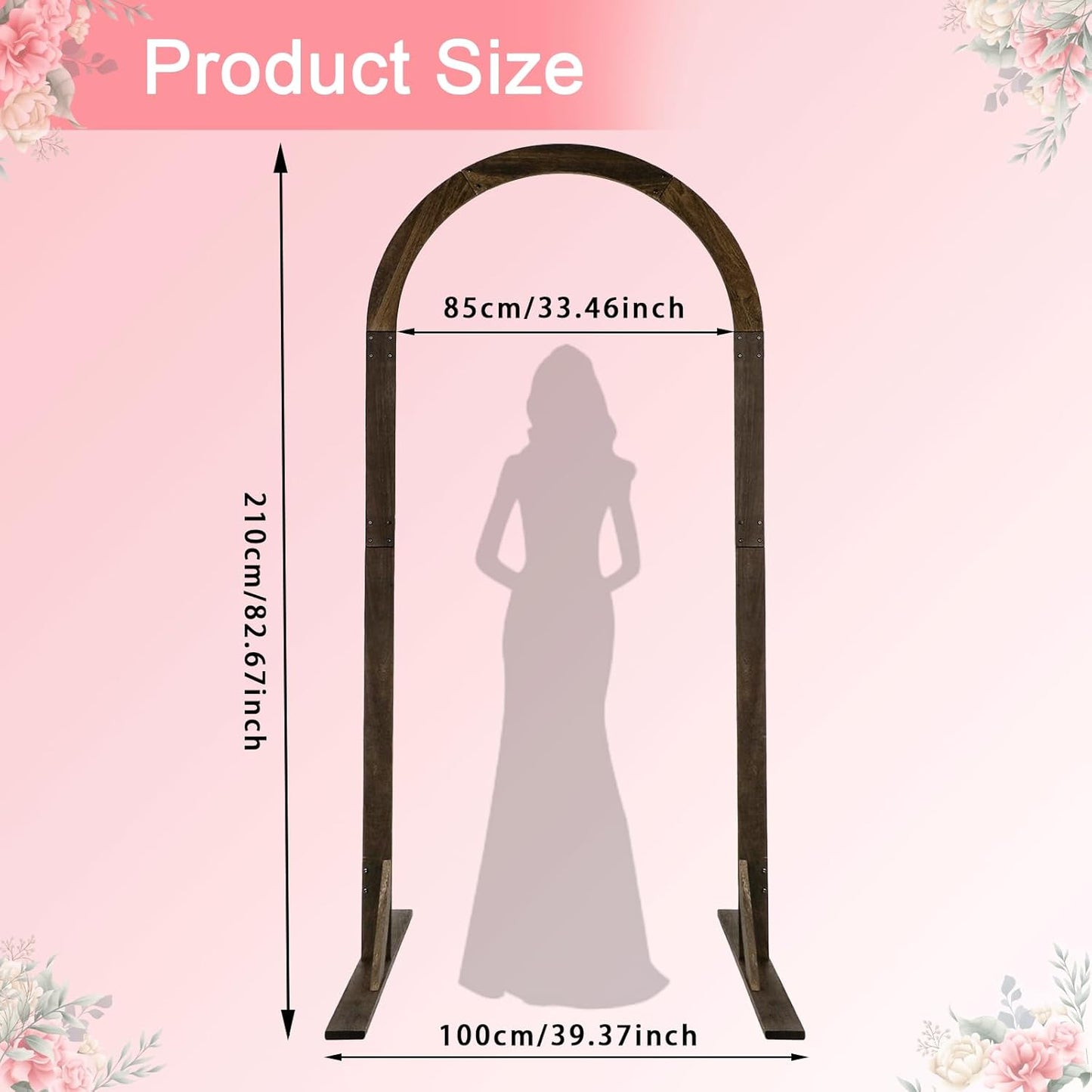 6.9 FT Wooden Arches Semicircle Wood Arch Wooden Wedding Arches Wood Wedding Arch Backdrop Stand for Indoor Outdoor Wedding Party Garden Beach Forest Rustic Boho Decor