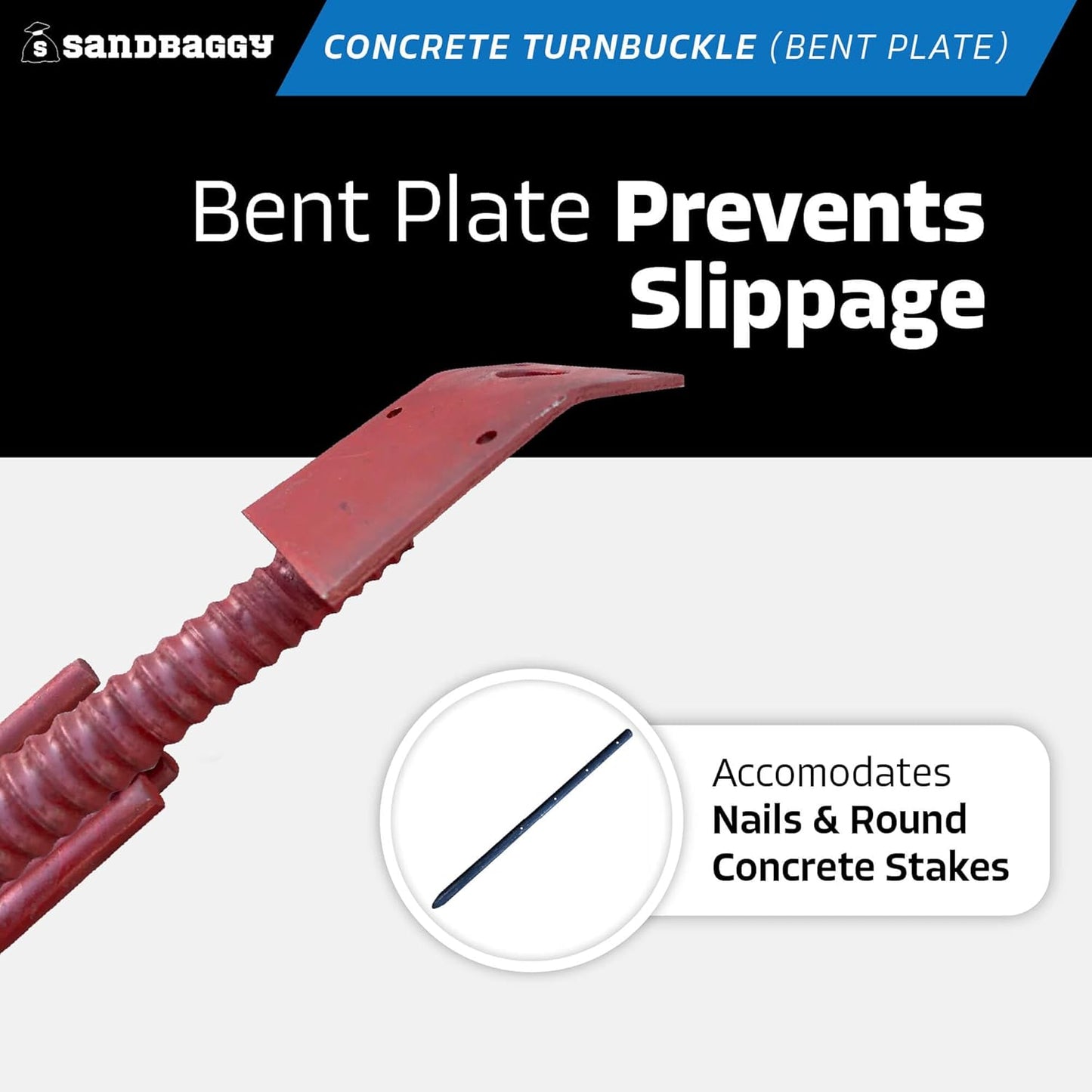 Sandbaggy Concrete Turnbuckle Form Aligner with 5" x 3" Bent Plate (35" - 37.5" Length) - Rust Resistant Steel - Adjustable Wall Brace - Aligns & Plumbs Form Walls, Columns, or Beams (35 inches, 10)