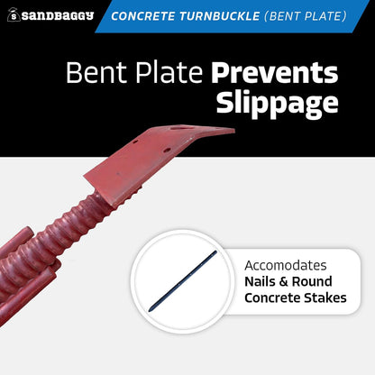 Sandbaggy Concrete Turnbuckle Form Aligner with 5" x 3" Bent Plate (35" - 37.5" Length) - Rust Resistant Steel - Adjustable Wall Brace - Aligns & Plumbs Form Walls, Columns, or Beams (35 inches, 100)