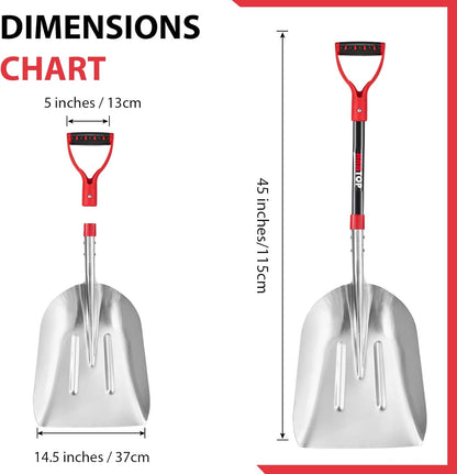 Aluminum Scoop Shovel Heavy Duty Shovel Big Farm Scoop Shovel Metal Snow Shovel for Driveway,45 inches