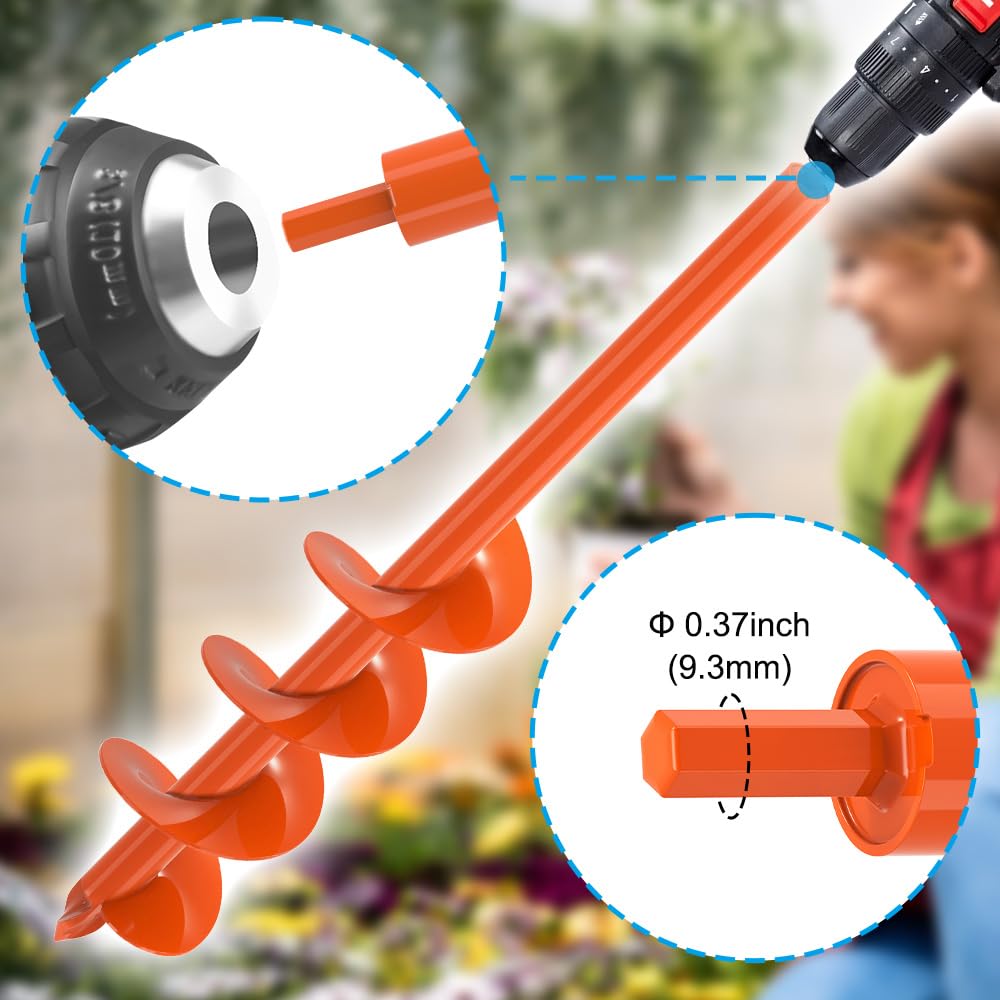 Dolibest 4 x24 Auger Drill Bit for Planting, Steel Garden Auger for Post Hole Digger, Bulb Planter Tool for Beach Umbrella, Mailbox, Fence Post Holes Digger - Fits 3/8" Hex Drill
