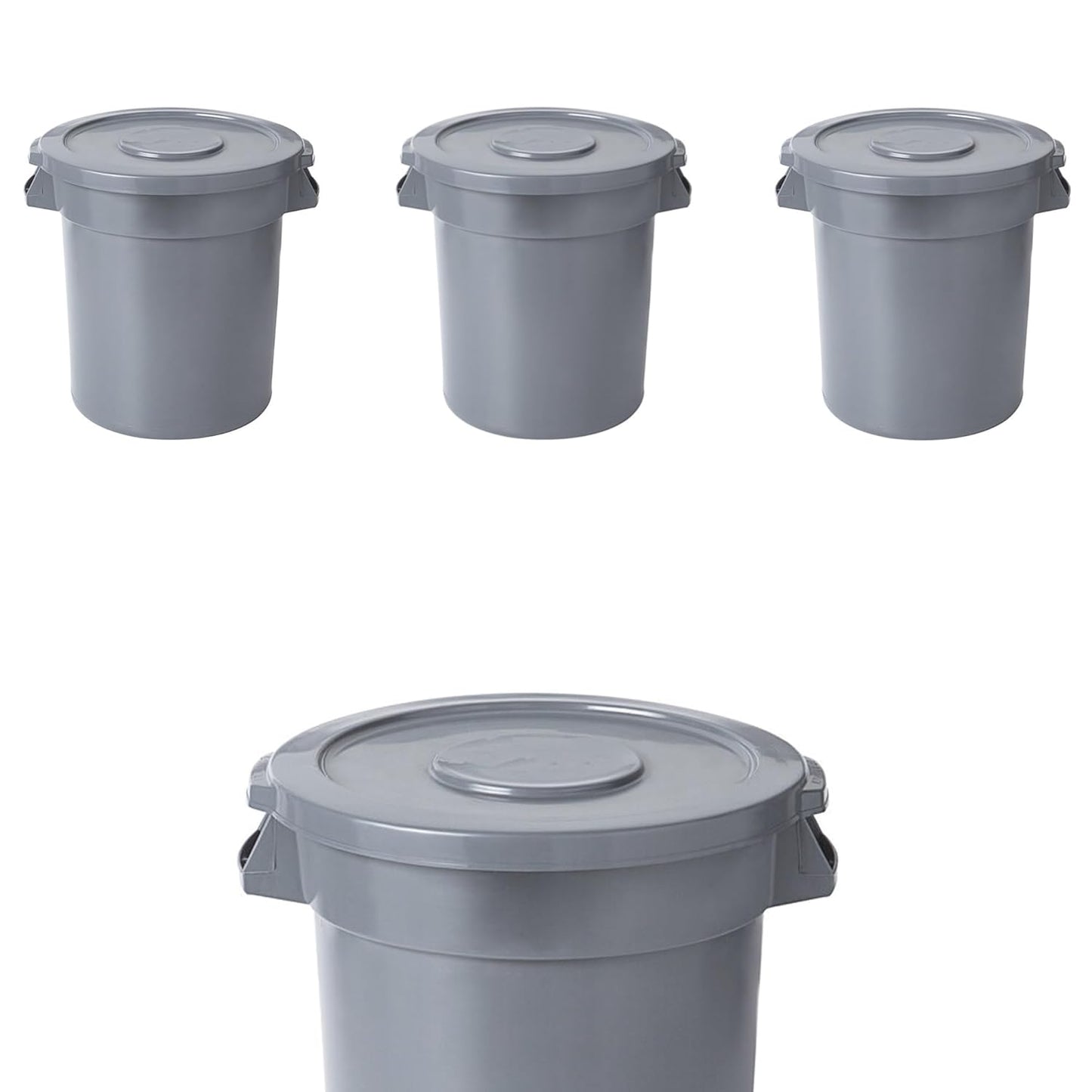 PRO&Family 20 Gallon Trash Can with Lid Round Ingredient Storage Containers Recycling Bin Kitchen Garbage Can Office Garbage Can Trash Barrel Plastic Barrel Yard Waste Bin Outdoor Trashcan (4, Gray)