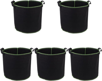 DOITOOL 5 Pack 4 Gallon Plant Grow Bags, Nonwoven Plant Fabric Pots with Handles, Vegetable/Flower/Plant Grow Bags for Nursery Garden Planting