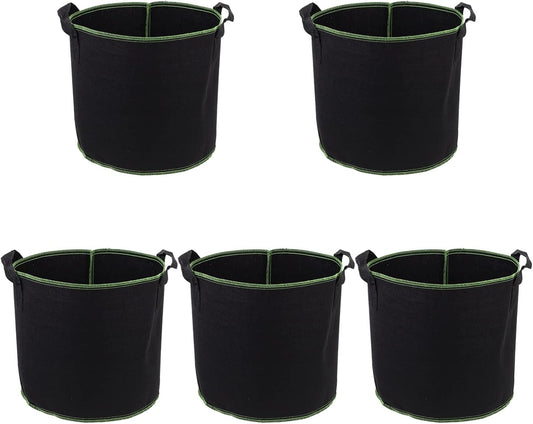 DOITOOL 5 Pack 4 Gallon Plant Grow Bags, Nonwoven Plant Fabric Pots with Handles, Vegetable/Flower/Plant Grow Bags for Nursery Garden Planting