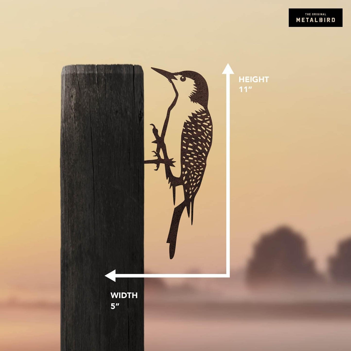 METALBIRD - Woodpecker - Outdoor Tree Ornaments in Corten Steel - Metal Art Proudly Made in The USA
