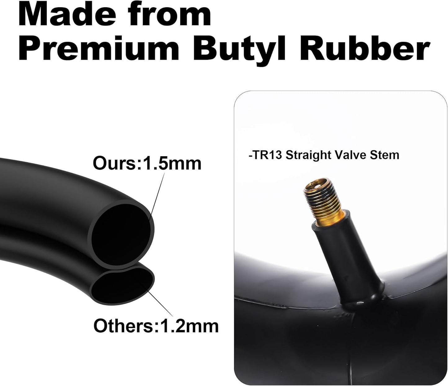 RUTU 4.00-6 Tube 4.10/3.50-6 Heavy Duty Inner Tube with TR13 Straight Valve Stem Replacement for Go Kart Wheelbarrow ATV Lawn Mower Hand Truck Snow Blowers Gorilla Cart 2 Pack