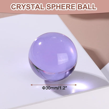 uxcell 30mm/1.2" Crystal Sphere Ball Glass Solid Decorative Sphere Crystal Ball Prop Ornament for Feng Shui Divination Fortune Telling Tabletop Fountain Decoration, Purple