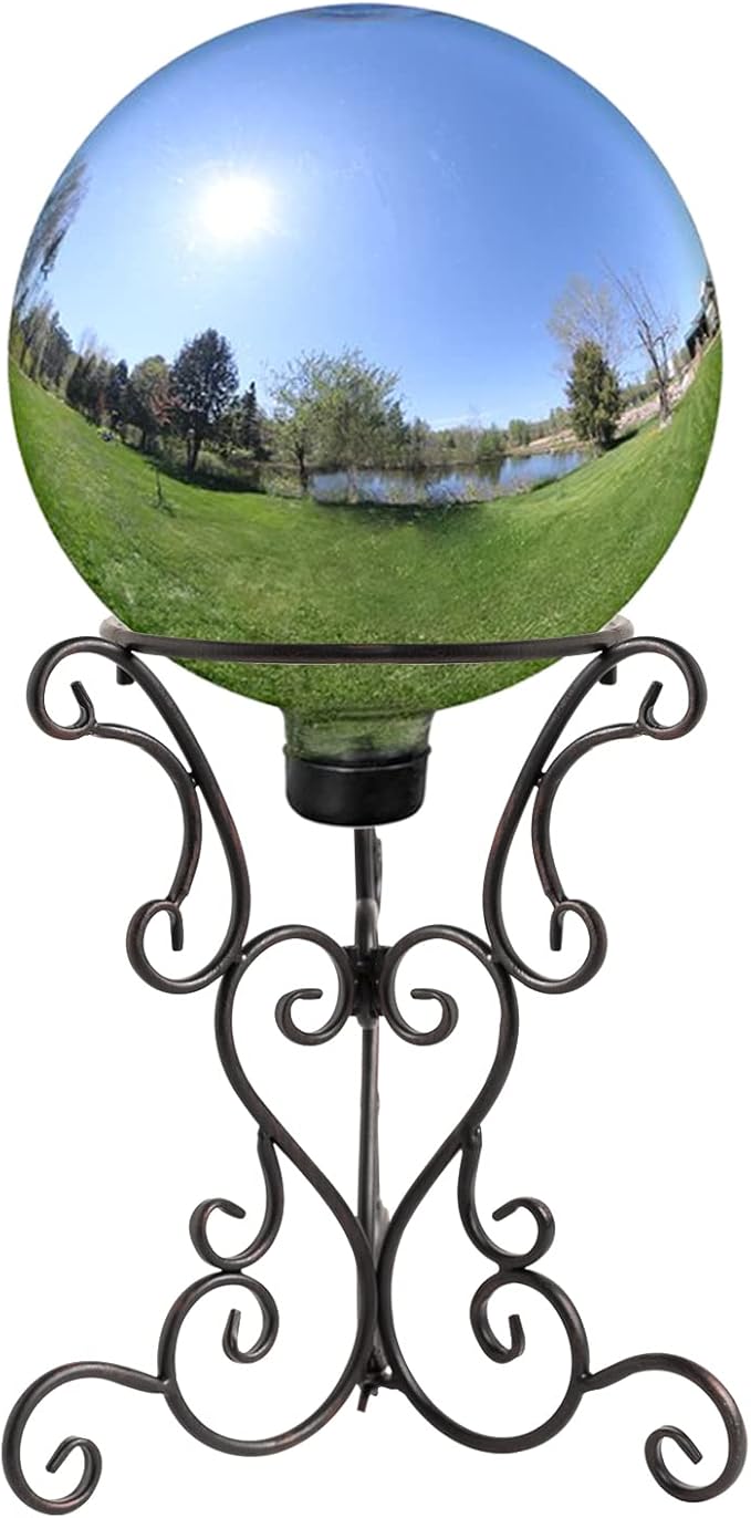 Gazing Globe Stand, Gazing Ball Stand for 8-10 Inches Garden Gazing Globes, Outdoor Garden Black Metal Scroll Gazing Globe Display Stand