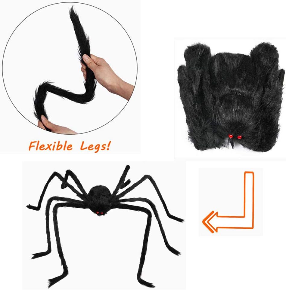 Halloween Giant Spider, 3.0FT Large Foldable Spider Fake Hairy Spider Scary Decorations Halloween Spider Outdoor Yard