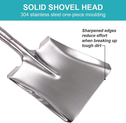 31.5 Inch Flat Head Garden Shovel, D Handle Square Flat Spade Shovel for Gardening, All Stainless Steel Made