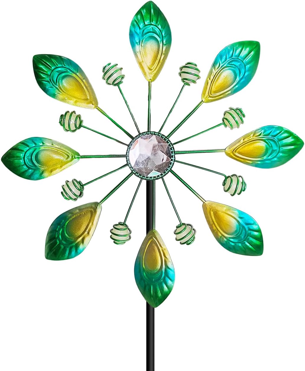 Metal Peacock Wind Spinner for Outdoor Garden Decor - 36 Inch Height Feather Wind Catcher with Stake, Lawn & Patio Art, Weather-Resistant Yar