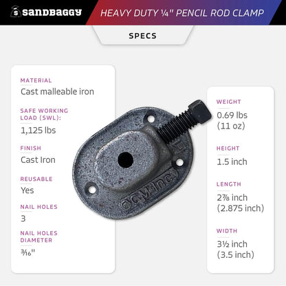 Sandbaggy Heavy Duty 1/4" Pencil Rod Clamp - Reusable Concrete Formwork Clamps - Cast Malleable Iron - Construction Grade Strength & Safety (Heavy Duty, 120, Count)