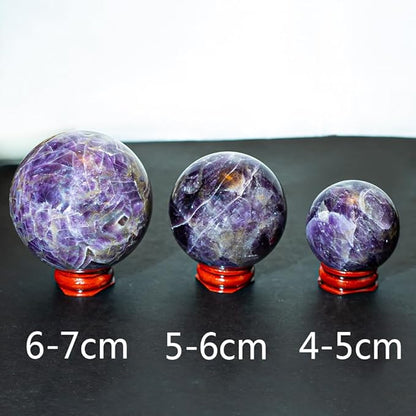 5-6cm/1.96-2.36inch Natural Amethyst Sphere Crystal Ball Hand Polished Decorative Sphere Healing Crystals Ball Healing Stone Crafts Fengshui Home Decoration Collect Gifts (50-60mm, Amethyst)