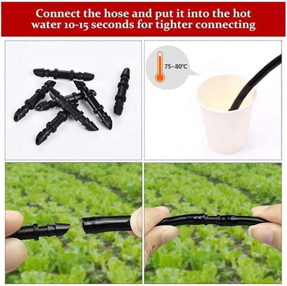 Kalolary 150 Pieces 1/4’’ Straight Barbed Connectors, Fitting Drip Irrigation Fitting Drip Irrigation Barbed Coupling Single Barbed Connector for Irrigation Tubing System and Garden