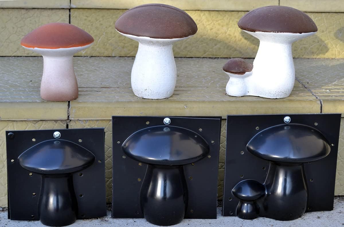 SvitMolds Concrete Mold DIY 3D Mushrooms Statue Decor Garden Decor Decoration Home Decor,Yard, Fairy Garden - Lawn Ornament Décor (D62+D63+D64 (+screw + nut))