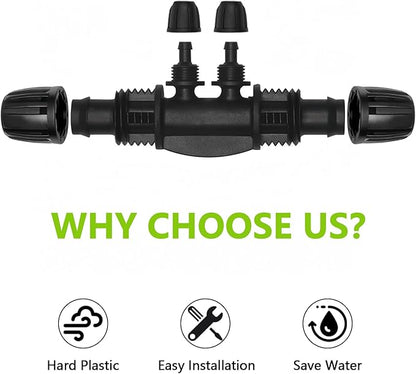 13 Pcs Drip Irrigation Fittings for 1/2 Inch Tubing (1/2" ID x 0.65" OD) to 1/4 Inch Irrigation Tubing, Locked Barbed 1/2" to 1/4" Reducing Tee Connector Drip Line Parts