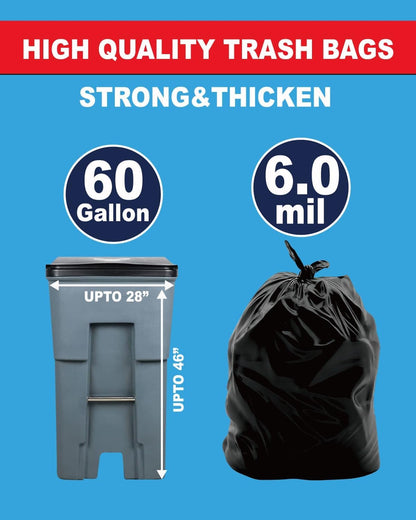 6 Mil Clear Contractor Bags - 20 Pack Heavy Duty Contractor Trash Bags for 50/55/60 Gallon Large Clear Garbage Bags (Extra Thick, Tear Resistant) (32" X 52")