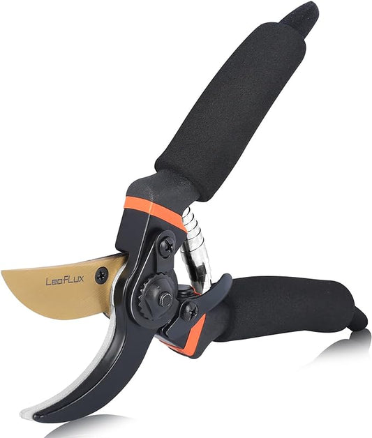 Pruning Shears, Professional SK5 Quality Durable Titanium Plated Rust-Proof Bypass Pruning Shears with Soft Cushion Grip Handle, Hand Pruners, Clippers for Gardening, 8 Inch, LFXP1003B