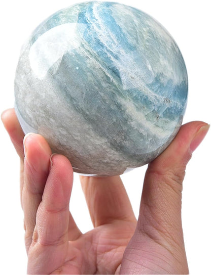 JIC Gem Natural Healing Crystal Sphere Ball Trolleite Crystal Decorative Ball Chakra Meditation Fengshui (80-90mm)