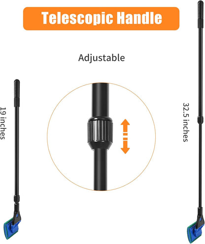 AQUANEAT Aquarium Cleaning Tools, Fish Tank Cleaner Kit with Adjustable Long Handle, 5 in 1 Set Including Fish Net, Algae Scraper