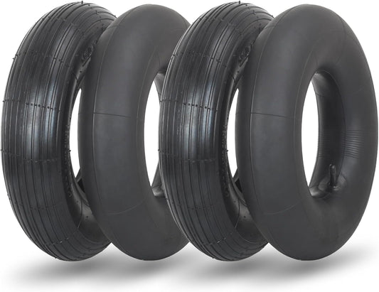 4.00-6 Replacement Tire and Inner Tube Set, 2 Pack, 13" Heavy Duty Tire and Wheel, TR-13 Straight